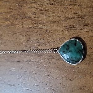 Raw, natural Emerald Pendant, in silver, worn once.